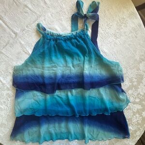 Lane Bryant Teal to Deep Blue Ombre Tiered Halter Camisole